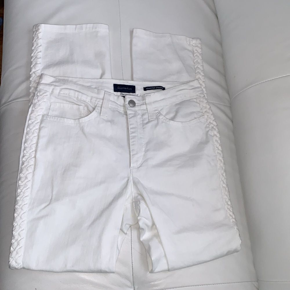 Chapter Club Lexington Straight Cotton Blend White Women’s Jeans Size 8